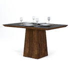 Mesa De Jantar 1,20 Tampo De Madeira Chanfrado Com Vidro Itál