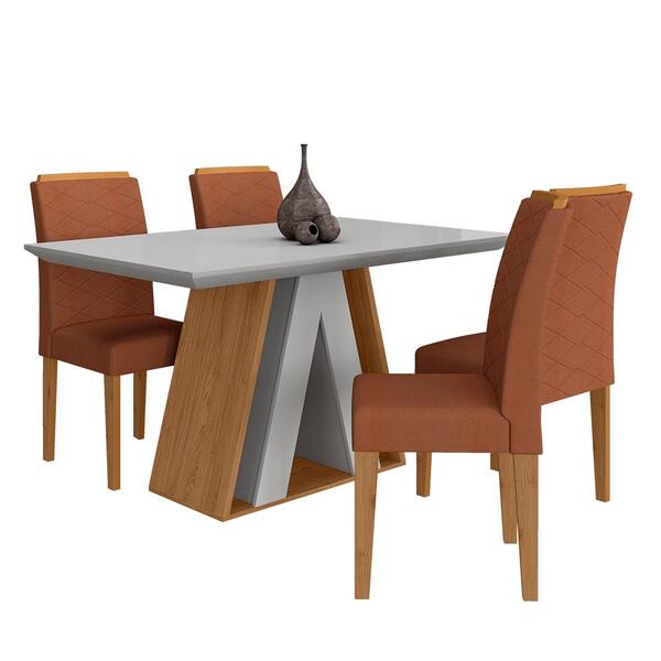 Mesa De Jantar 1,36 4 Cadeiras Suiça Cinamom/off/terrac - M.