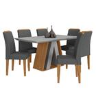 Mesa De Jantar 1,60 6 Cadeiras Suiça Cinam/off Wh/cinza - M.