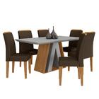 Mesa De Jantar 1,60 6 Cadeiras Suiça Cinam/off Wh/marro - M.