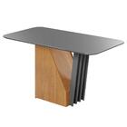 Mesa De Jantar 1,60 X 0,80 Vidro Canto Copo Cinamomo E Grafite