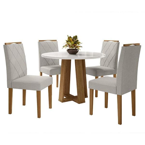 Mesa De Jantar 100x100 Com 4 Cadeiras Isabela - Pr Móveis