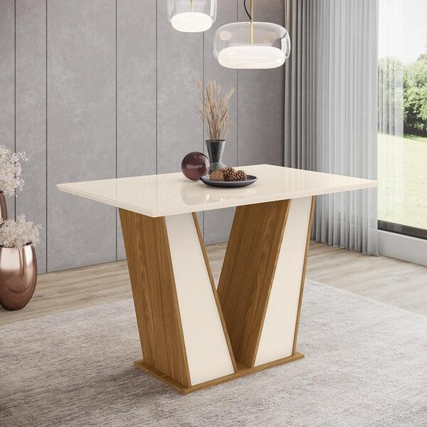 Mesa De Jantar 120cm Com Vidro Valência Multimóveis Cr5057 Na