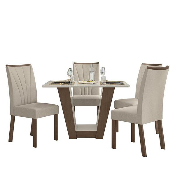 Mesa De Jantar 120x80 Com 4 Cadeiras Apogeu - Móveis Lopas
