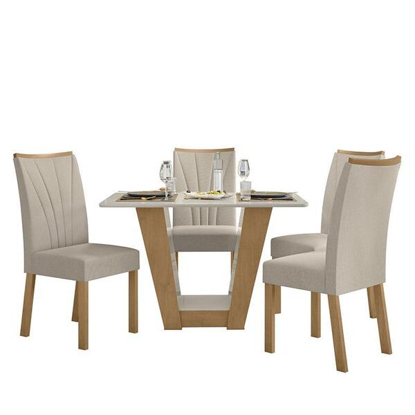 Mesa De Jantar 120x80 Com 4 Cadeiras Apogeu - Móveis Lopas