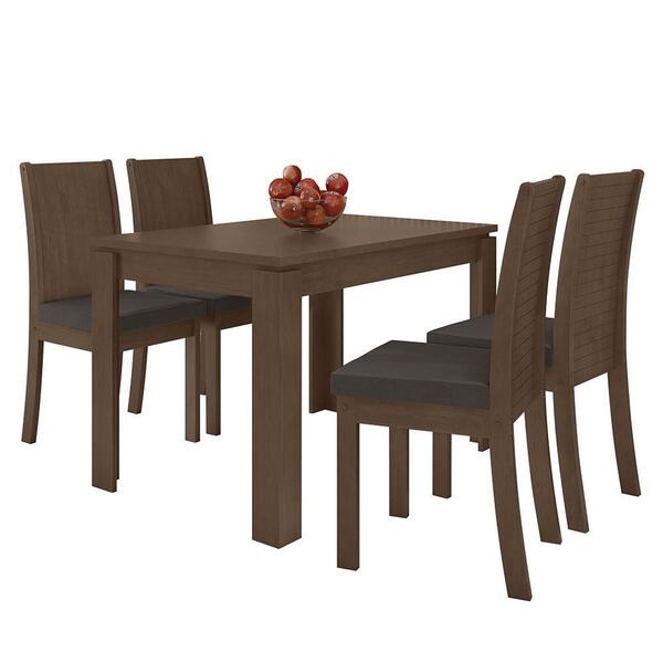 Mesa De Jantar 120x80 Com 4 Cadeiras Athenas Imbuia/ - Móveis