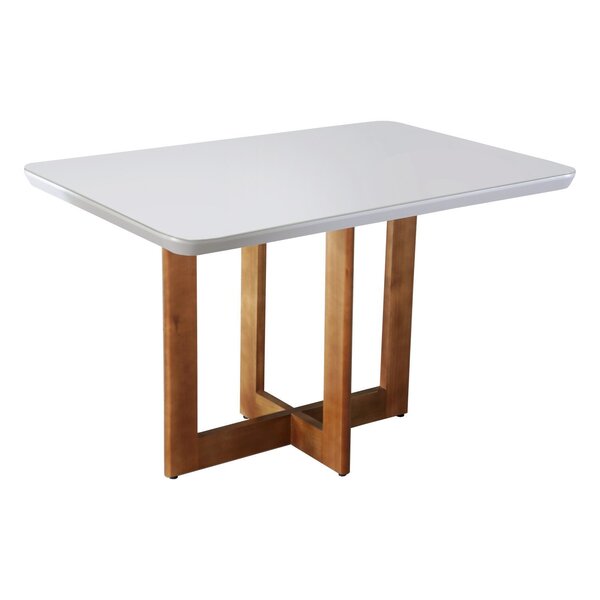 Mesa De Jantar 120x80cm Tampo Madeira/vidro Vitoria  Imbuia N
