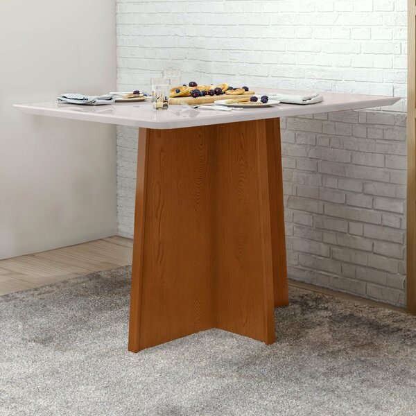 Mesa De Jantar 120x80cm Tampo Mdf/vidro Celebrare Frassino/of