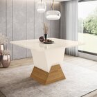 Mesa De Jantar 130x130cm Tampo Vidro/mdf Canto Arredondado Al