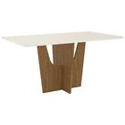 Mesa De Jantar 160cm  Com Vidro Dubai Multimóveis Cr5088 Natu