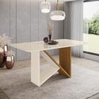 Mesa De Jantar 160cm Canto Arredon Com Vidro Júlia Multimóvei