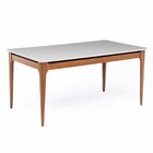 Mesa De Jantar 160cm Com Base De Madeira Natural E Tampo De V