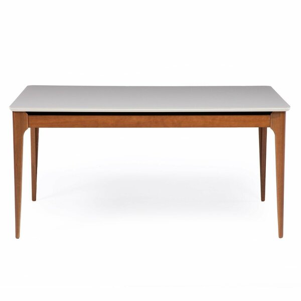 Mesa De Jantar 160cm Com Base De Madeira Natural E Tampo De V