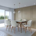 Mesa De Jantar 160cm Com Base De Madeira Natural E Tampo De V