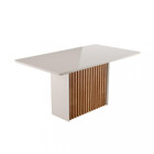 Mesa De Jantar 160cm Com Tampo De Vidro Base Ripada Cris Sone