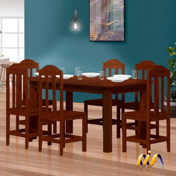 Mesa De Jantar 160cm Madeira Maciça 6 Lugares Castanho Shop Jm