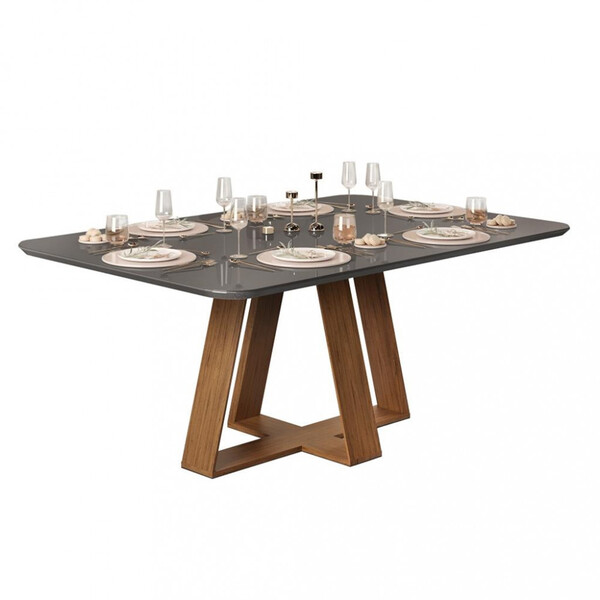 Mesa De Jantar 160cm Tampo Curvo Celeste Dj Móveis