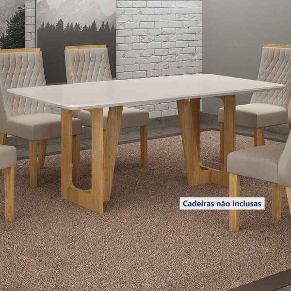 Mesa De Jantar 160cm X 80cm Tampo De 25mm Luna Cinamomo/off W
