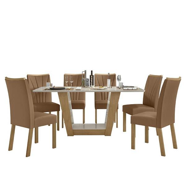 Mesa De Jantar 160x80 Com 6 Cadeiras Apogeu - Móveis Lopas
