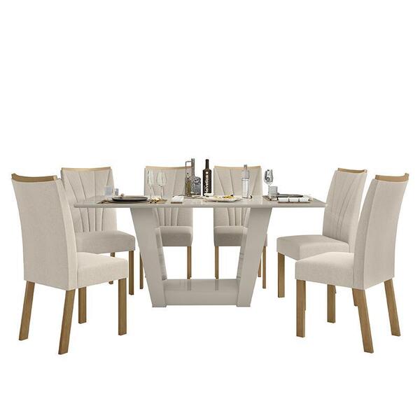 Mesa De Jantar 160x80 Com 6 Cadeiras Apogeu - Móveis Lopas