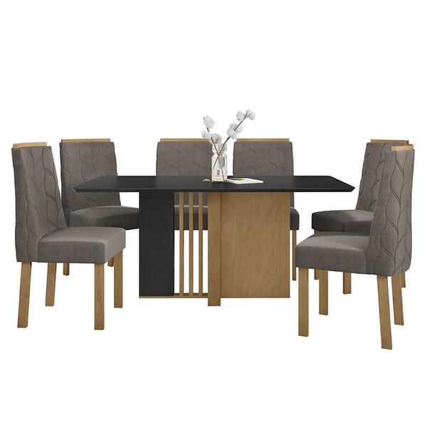 Mesa De Jantar 160x80 Com 6 Cadeiras Astrid - Móveis Lopas