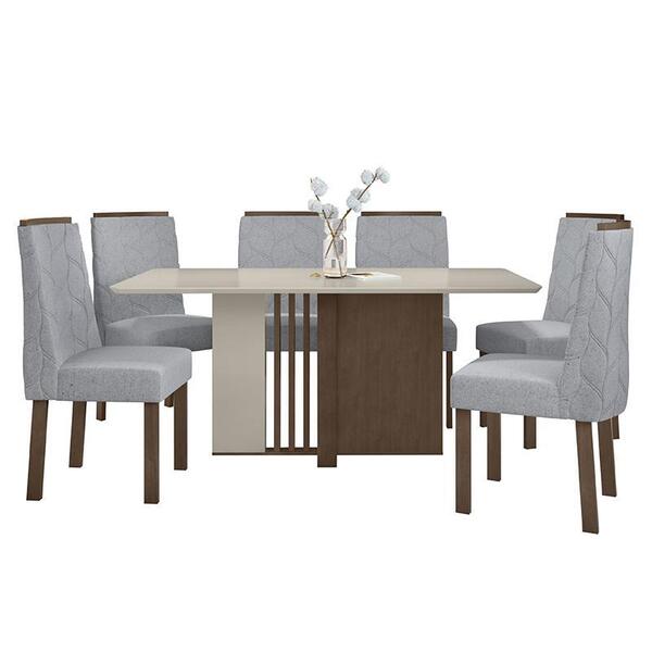 Mesa De Jantar 160x80 Com 6 Cadeiras Astrid - Móveis Lopas