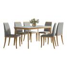 Mesa De Jantar 160x90 E 6 Cadeiras Napoli Linho Ypê Cinza Tan