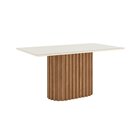Mesa De Jantar 160x90cm Tampo Vidro/mdf Canto Reto Solana Nat
