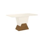 Mesa De Jantar 160x90cm Tampo Vidro/mdf Marina Off White/natu