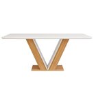 Mesa De Jantar 160x90cm Tampo Vidro/mdf Rute  Carvalho Nobre/