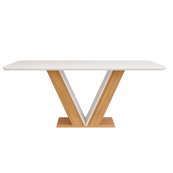 Mesa De Jantar 160x90cm Tampo Vidro/mdf Rute  Carvalho Nobre/