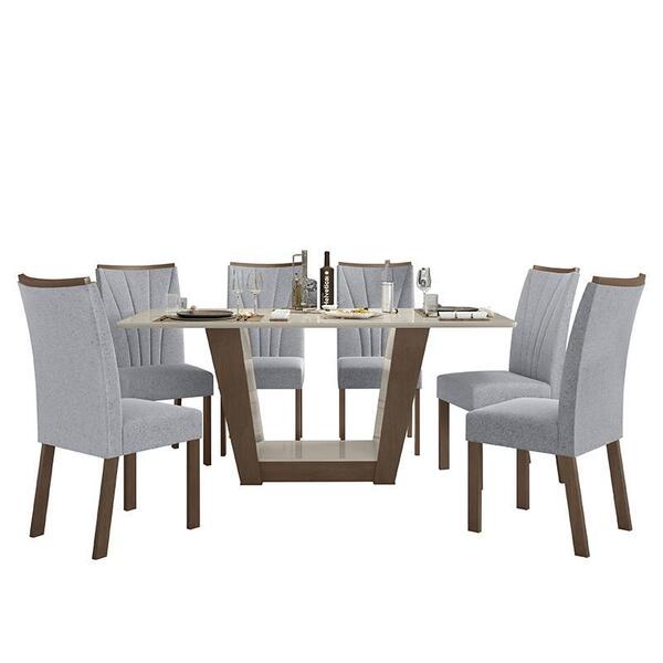 Mesa De Jantar 170x90 Com 6 Cadeiras Apogeu - Móveis Lopas
