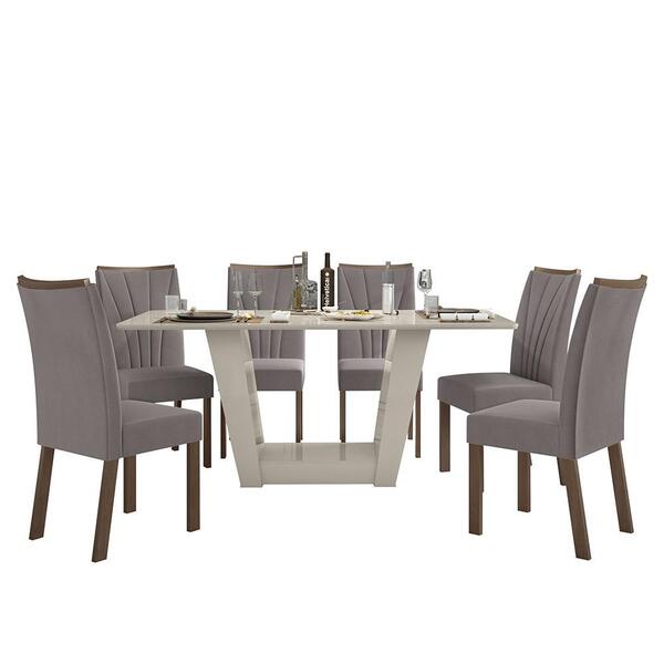 Mesa De Jantar 170x90 Com 6 Cadeiras Apogeu - Móveis Lopas