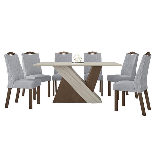 Mesa De Jantar 170x90 Com 6 Cadeiras Vênus - Móveis Lopas
