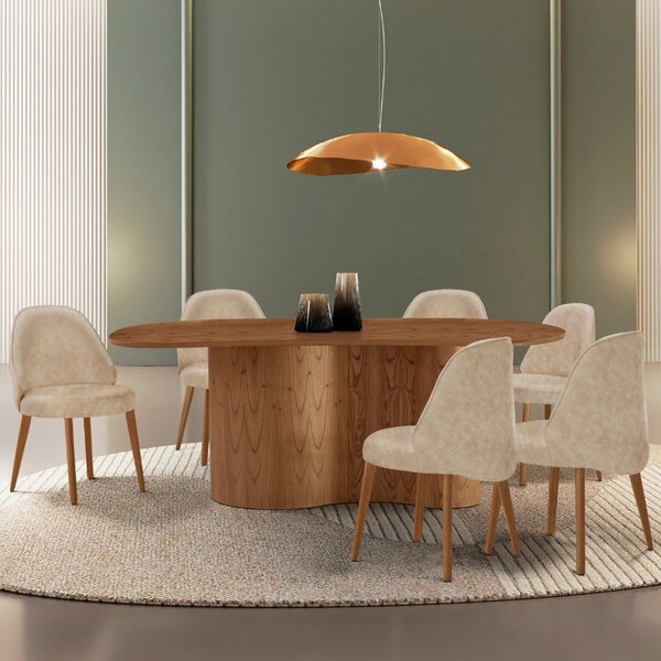Mesa De Jantar 180cm X 80cm Madeira Tampo Laminado Orgânico C