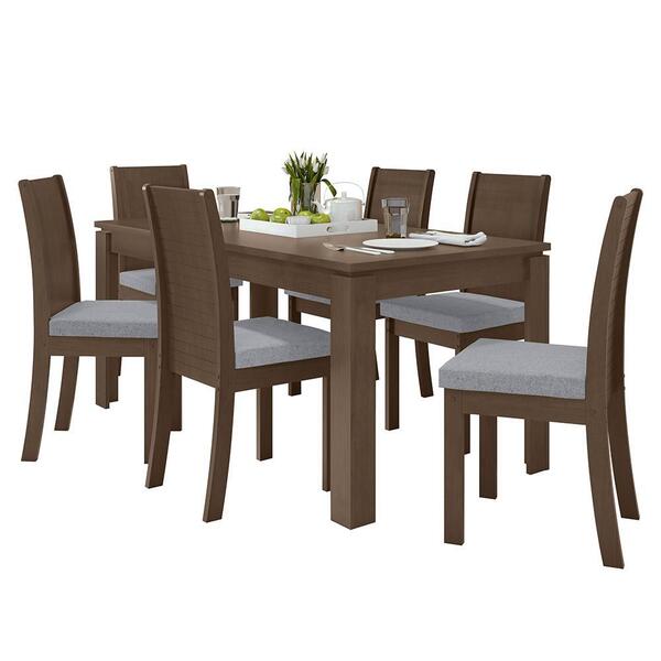 Mesa De Jantar 180x90 Com 6 Cadeiras Athenas Imbuia/ - Móveis