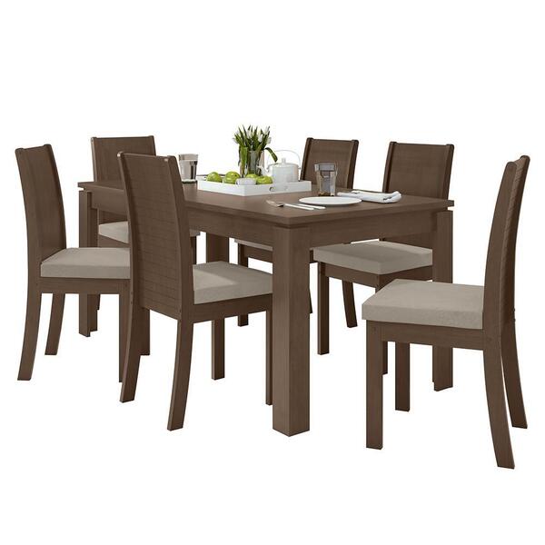 Mesa De Jantar 180x90 Com 6 Cadeiras Athenas Imbuia/ - Móveis
