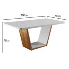 Mesa De Jantar 180x90cm Tampo Madeira/vidro Medelim  Cinamomo