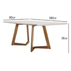 Mesa De Jantar 180x90cm Tampo Madeira/vidro Safira  Imbuia Na