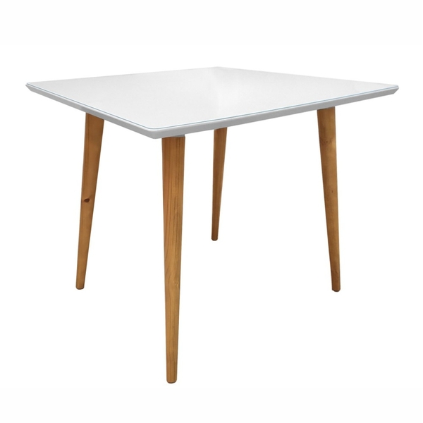 Mesa De Jantar 1.2 Lizzie Branco Com Tampo De Vidro