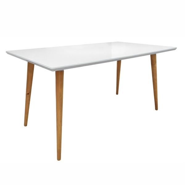 Mesa De Jantar 1.6 Verônica Branco Com Tampo De Vidro