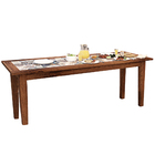Mesa De Jantar 200cm 2 Bancos Wood E Carrinho De Churrasco Go