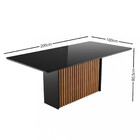 Mesa De Jantar 200cm Com Tampo De Vidro Base Ripada Cris Sone