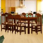 Mesa De Jantar 200cm Madeira Maciça 8 Lugares Estofados Casta