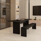 Mesa De Jantar 200x80x74cm 2,5cm Com 2 Banco Essence Preto