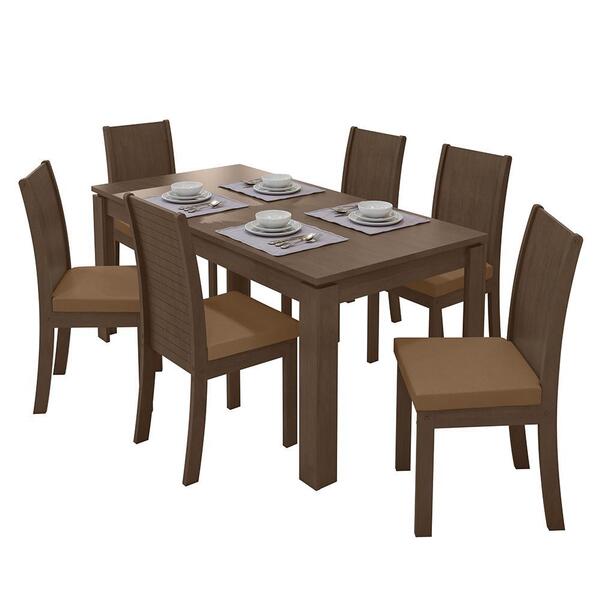 Mesa De Jantar 200x90 Com 6 Cadeiras Athenas Imbuia/ - Móveis