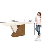 Mesa De Jantar 200x90cm Tampo Vidro/mdf Canto Arredondado Epi
