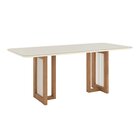 Mesa De Jantar 200x90cm Tampo Vidro/mdf Canto Arredondado Yar