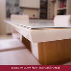 Mesa De Jantar 200x90cm Tampo Vidro/mdf Canto Reto Yara Natur