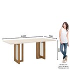 Mesa De Jantar 200x90cm Tampo Vidro/mdf Canto Reto Yara Natur